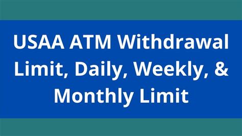Usaa withdrawal limit. Things To Know About Usaa withdrawal limit. 